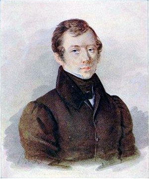 Евгений Абрамович Баратынский. Акварельный портрет работы Ф. Берже, 1832 г.
