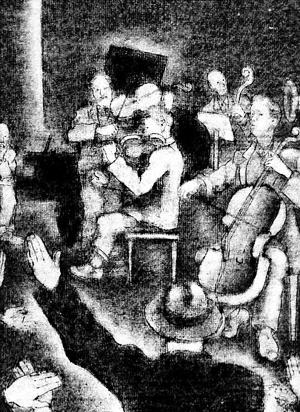 Иллюстрация к произведению В. В. Маяковского «Скрипка и немножко нервно». Синякова Мария Михайловна, 1930-е 