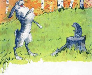 Иллюстрация С. А. Куприянова к басне Л. Н. Толстого «Ёж и заяц»