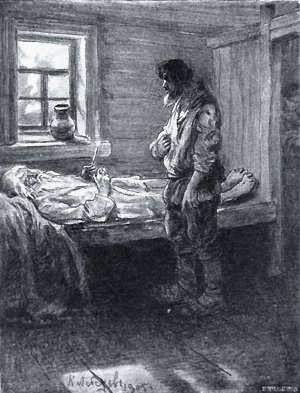 Иллюстрация К. Лебедева (1905 г.) к рассказу «Упустишь огонь — не потушишь»