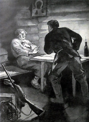 Иллюстрация Кукрыниксов (1954) к рассказу А. П. Чехова «Беспокойный гость» (1886)
