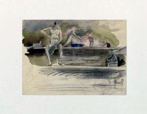 Иллюстрация А. А. Пластова к рассказу А. П. Чехова «В бане», 1920-е 