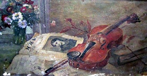 Картина «Цветы и скрипка». Л. Н. Барбарин, конец 1960-ых годов