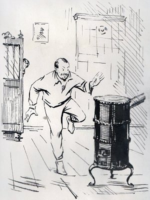 Иллюстрация к рассказу А. П. Чехова «Ночь перед судом». С. С. Чехов, 1960-е гг.
