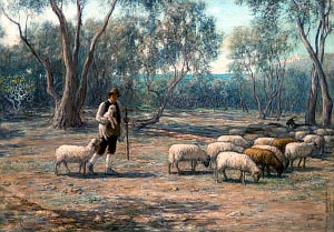 Пастух и овцы. Хью Кэмерон Уилсон, 1882 