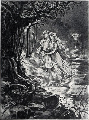 «Эолова арфа». — «Две видятся тени, слиявшись, летят...» (Жуковский в иллюстрациях). Конец XIX — начало XX вв.