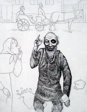 Иллюстрация к рассказу А. П. Чехова «Капитанский мундир». Б. А. Попов, 1960-70-е гг.