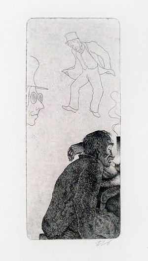 Иллюстрация к рассказу А. П. Чехова «Сапожник и нечистая сила». Б. А. Попов, 1960-70-е гг.