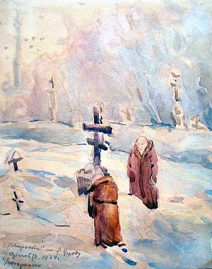 Иллюстрация к рассказу А. Чехова «Старость». В. Сергеев, 1964