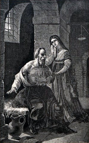 Глинский с женой в тюрьме. Польская литография 1901 г.
