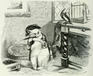 Иллюстрация Жана Гранвиля к басне «Котёнок и Скворец»