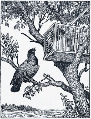 Иллюстрация А. М. Лаптева к басне Крылова «Чиж и Голубь»