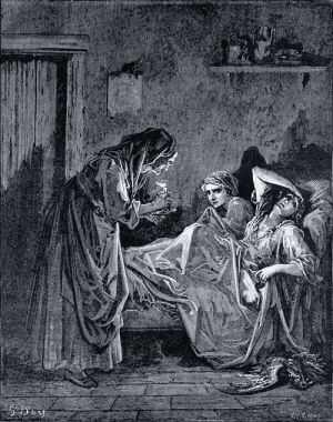 Иллюстрация Гюстава Доре к басне «Госпожа и две Служанки»