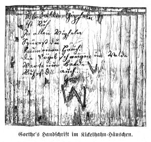 «Ночная песня странника» написана Гёте 6 сентября 1780 года карандашом на деревянной стене охотничьей сторожки на Кикельхане близ Ильменау, где ему довелось случайно заночевать