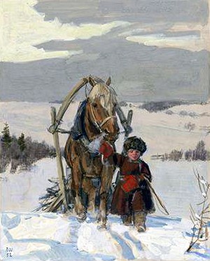Иллюстрация Шмаринова к стихотворению Некрасова «Крестьянские дети»