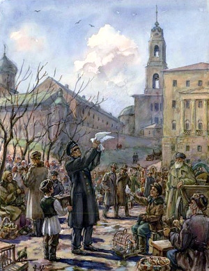 Иллюстрация А. П. Могилевского к рассказу Чехова «В Москве на Трубной площади»