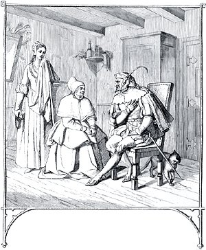 Маргарита, Марта и Мефистофель. Иллюстрация Энгельберта Зейбертца (1813–1905) к «Фаусту» И. В. Гёте (1749-1832)