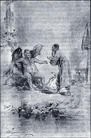 — Ну, два! — подтвердил чорт. Судный день («Иом-кипур»). Иллюстрация 1895 г.