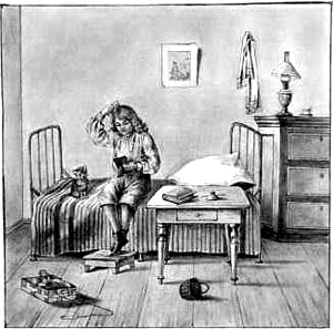 Нет Гребню и цены у мальчика в глазах. Иллюстрация к басне И. А. Крылова «Гребень». Неизвестный художник, конец XIX — начало XX века.