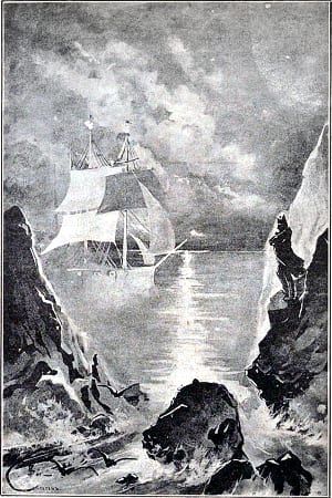 Иллюстрация к стихотворению М. Ю. Лермонтова «Воздушный корабль». Издание Ф. И. Канского, 1892