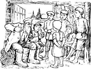 Старый Мазай разболтался в сарае... Иллюстрация Бирюкова к стихотворению Некрасова «Дедушка Мазай и зайцы»