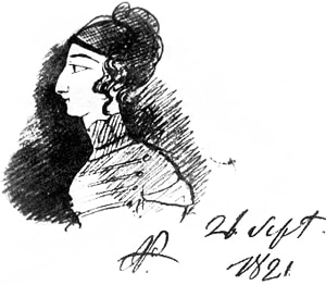 Портрет Калипсо Полихрони. Рисунок А. С. Пушкина, 1821