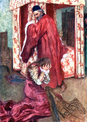 В четверг пойдёшь смирнёхонько ты в церковь! Иль больше мне не смей смотреть в лицо. Иллюстрация Уильяма Хатерелла (1912 г.) к трагедии Уильяма Шекспира «Ромео и Джульетта» (1595 г.)