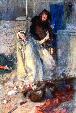 Бежим, Джульетта, медлить мне нельзя. Иллюстрация Уильяма Хатерелла (1912 г.) к трагедии Уильяма Шекспира «Ромео и Джульетта» (1595 г.)