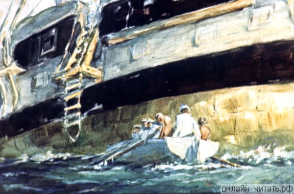 Возвращение на корабль. Иллюстрация А. Святского к рассказу Льва Николаевича Толстого «Акула»
