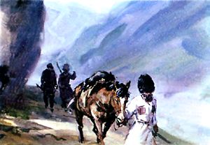 Возвращение с охоты. Иллюстрация Б. Игнатьева к рассказу Л. Н. Толстого «Булька и кабан»