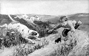 Вася спасает котёнка. Иллюстрация Л. Ходокова к рассказу Л. Толстого «Котёнок»